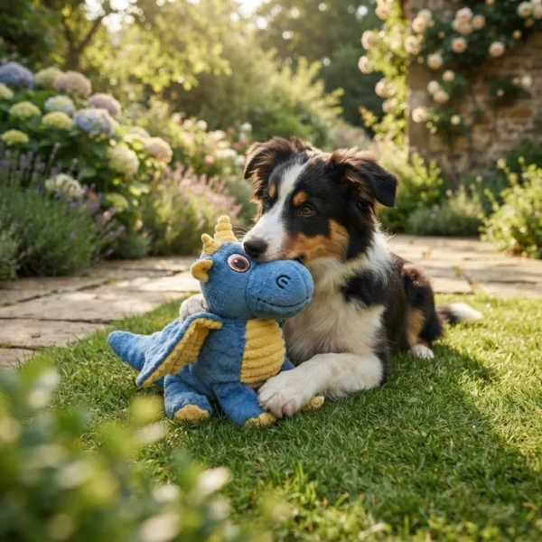 Lightweight dragon squeaky plush dog toy for puppies and dogs