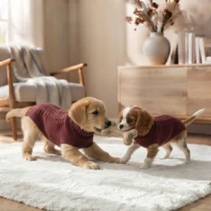 Burgundy knit turtleneck dog sweater