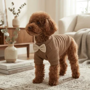 coffee bow detail dog coat