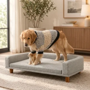hudson-luxury-large-dog-bed Hudson luxury large dog bed with padded cushion and armrest
