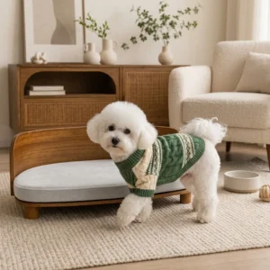 Marlow elevated dog sofa bed with curved bent wood back
