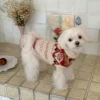 poppy-red-white-flower-dog-sweater Poppy red and white flower dog sweater