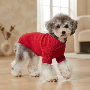 red cable knit pet sweater