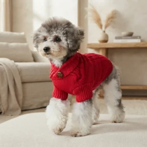 red cozy dog sweater