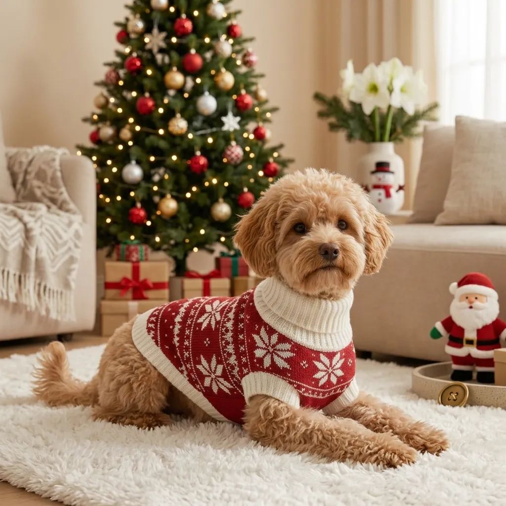Holly Red Christmas Flower Dog Sweater