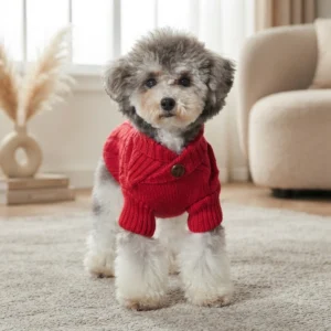 red knit dog sweater
