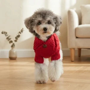 red warm knit dog sweater