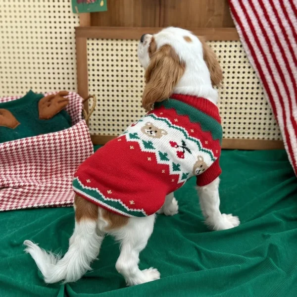 Ruby red Christmas dog sweater for holiday gatherings