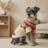 white-dog-sweater-red-flowers White flower dog sweater with red flower pattern
