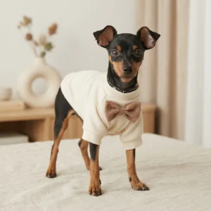 white waffle knit pet coat