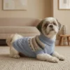 Sky blue cable knit dog sweater for cooler days