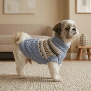 sky blue knit dog sweater